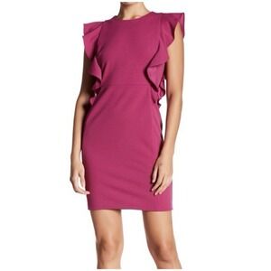 Donna Morgan Raspberry‎ Pink Ruffle Shift Dress 8